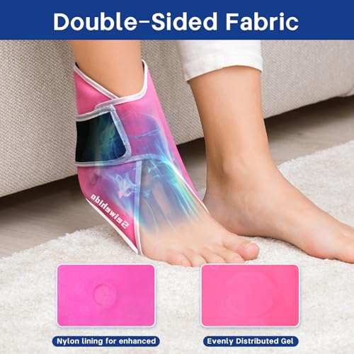 Ankle Ice Pack Wrap, Gel Hot Cold Compress for Heel Swelling Pain Relief - color: Pink-1 Pack, size: Standard