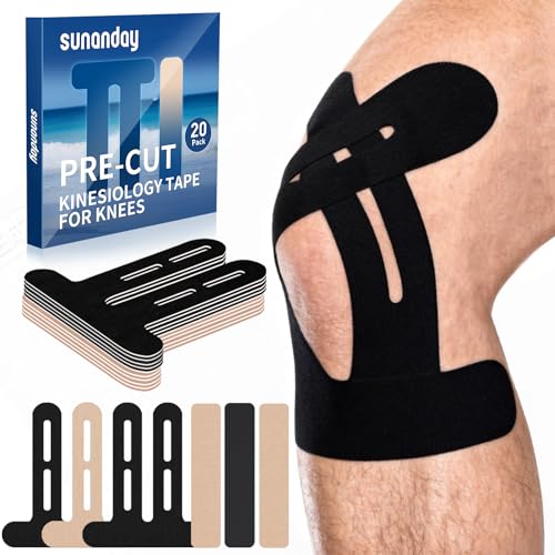 20 Pcs Kinesiology Tape for Knees Stability,Kinetic Tape Precut Strips