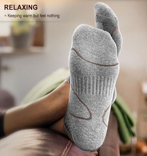 BULLIANT Men Running Ankle Socks 6Pack-Cushioned Support-Low Cut No Show - color: 6pairs-gray Heather /Tiger Eye3001, size: 6-9