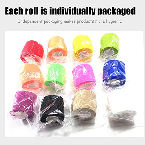 12 Pack Self Adhesive Bandage Wrap, 2" x 5 Yards, Cohesive Athletic Tape - size: 2x180 Inch (Pack of 12)