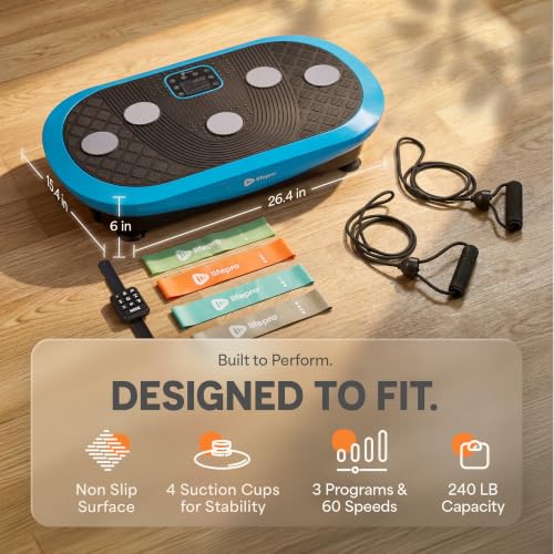 Lifepro Rumblex 4D Vibration Plate Exercise Machine with 7 Training Modes - color: Blue, size: Plus Mini