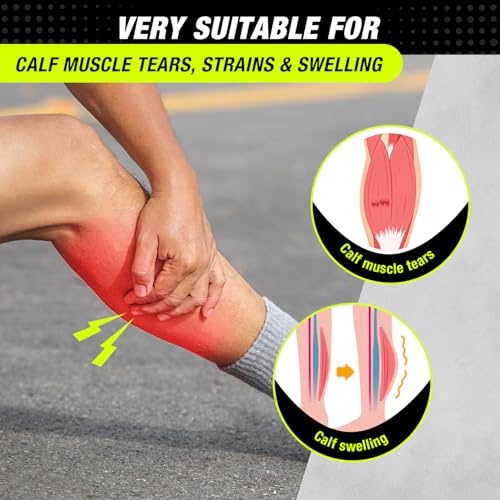 Sylong® Torn Calf Muscle Compression Sleeve Wrap Brace for Calf Swollen, Edema, Soreness, Strain, Cramps, Varicose veins, with 4 sets of Elastic straps - M (1 pack) - size: M
