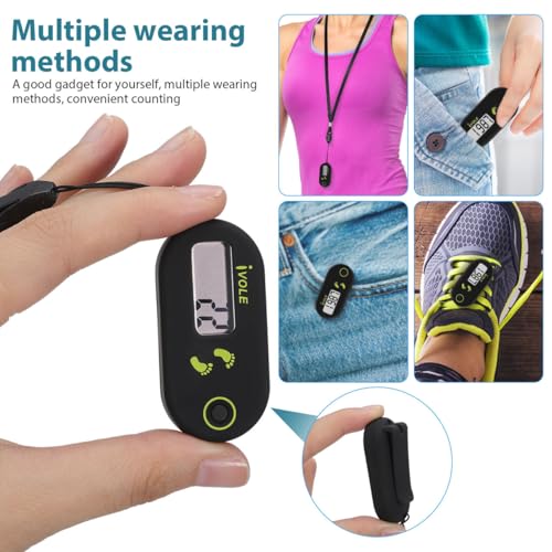 Veemoon 3D Digital Pedometer Accurate Step Counter Walking Distance Miles Calorie Counter Exercise Time Silent with Clip and Lanyard for Men Women Exercise