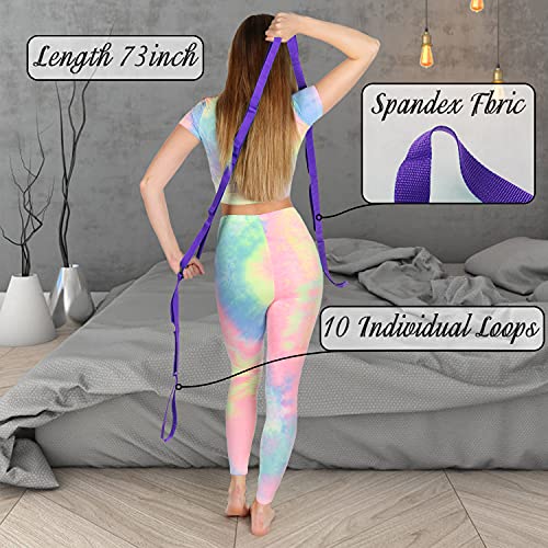Scotamalone Stretching Yoga Strap Physical Therapy Stretch Bands - color: purple