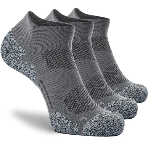 CWVLC Cushioned Athletic Ankle Compression Socks for Women Men 3/6 Pairs - color: 3-pairs Charcoal, size: Large
