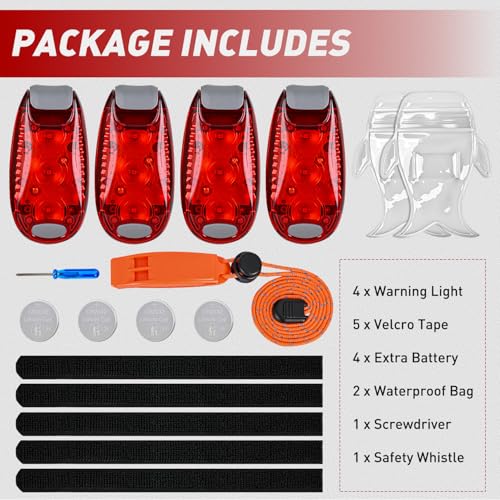 Nilight LED Safety Light 4PCS Red Marine Navigation Bike Tail Lights - color: 3LED Safety Light-Red