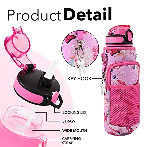 32 oz Water Bottles with Strap & Straw, Sport Motivational Water Bottles - color: Butterfly in Love