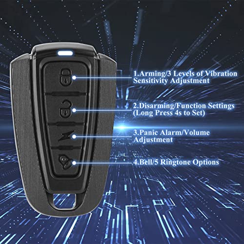 ROCKBROS 115dB Bike Alarm with Remote Motion Sensor Anti-Theft 2 Pack - color: Black-2pcs