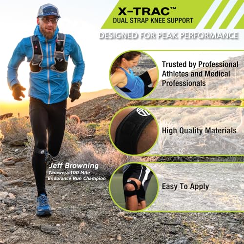 Pro-Tec X-Trac Dual Strap Knee Support, Quadriceps and Patellar Tendon Strap, Knee Brace, Compression Straps, Knee & Joint Support, Tendinitis, Chondromalacia, Adjustable, Easy to Use - size: Large