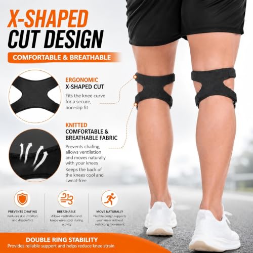 1Pack Orange Dual Patella Knee Strap, Knee Pain Relief Support - color: Orange