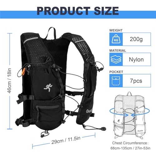 Running Vest with Adjustable Chest Straps for Women Men Hydration Vest for Marathon Jogging Hiking Cycling - size: Black, style: Only Running Vest