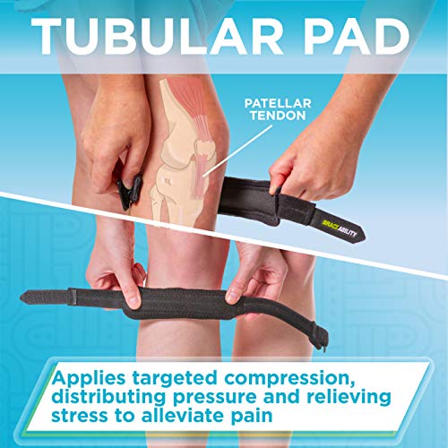 BraceAbility Kids Knee Band - Youth Patellar Tendon Support Strap Child Osgood Schlatter Brace for Jumpers Knee, Patella Tendonitis, Sports Wrap for Running, Soccer, Volleyball, Basketball (S) - size: Small