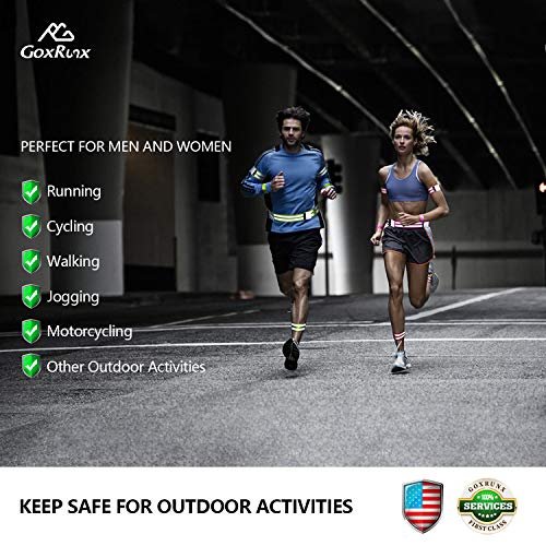 GoxRunx Reflective Bands Running Gear 6 Pack-Adjustable Reflective Armband Arm Wrist Ankle Leg Bands Reflectors -Reflective Tape Straps for Clothing Night Running Cycling Walking -Slap Bracelets - color: Green