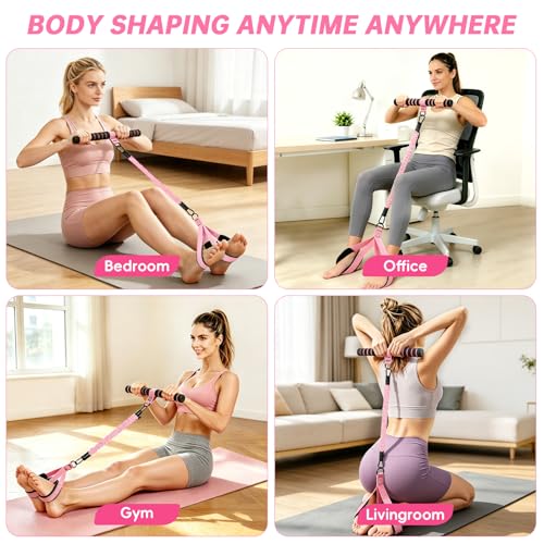 MENOLY Multifunction Pedal Resistance Band with Handle, 3 Different Levels Tube Adjustable Resistance Bands for Abdomen, Waist, Arm, Core/ABS, Leg Workout for Women Men