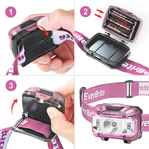 EverBrite Headlamp, 2 Pack LED Head Lamp for Kids & Adults, Red Light - color: Pink