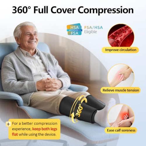 Comfytemp Cordless Air Compression Calf Massager with Heat (Fit 13"~18")