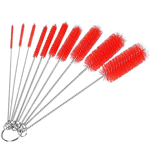 CiaraQ Bottle Cleaning Brushes, 8 Inch Nylon Tube Brush Set - color: Red, size: 8.0 Inch (10pcs)