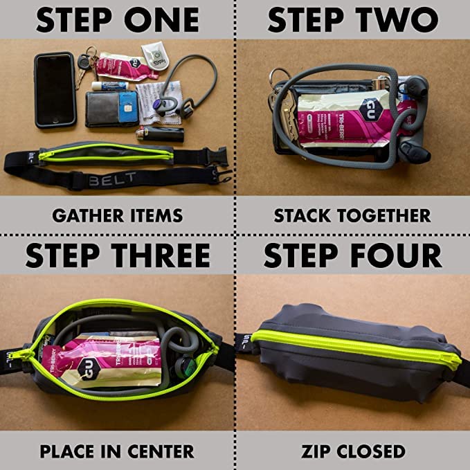 SPIbelt Running Belt for Women Men, Phone Holder for Running, Running Fanny Pack, Holder for Phone, Running Waist Pack, Adjustable Waist, [Fits All Phones]. Black White Polka Dot/Black Zipper - color: Black White Polka Dot/Black Zipper