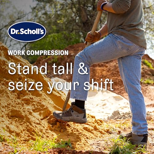 Dr. Scholl's Men's Athletic & Work Compression Over the Calf Socks - 1 & 3 Pair Packs - Fatigue Relief - color: Black (3 Pairs), size: 7-12
