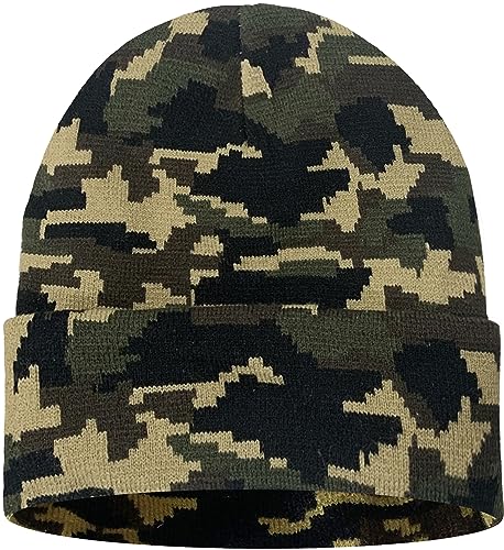 ATNKE LED Lighted Beanie Hat,USB Rechargeable 4 LED Red and Blue Flashing Running Headlamp Cap Gifts for Men and Women - color: #Camouflage Green
