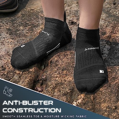 Rahhint Running Ankle socks Coolmax Moisture Wicking & Breathable Cushioned - color: Black, size: Small