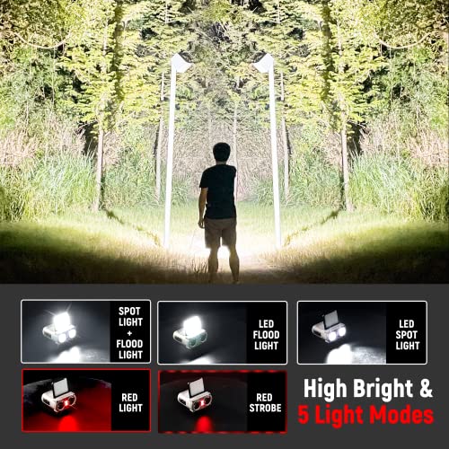 Hopedone 2-in-1 Rechargeable Headlamp & Hat Light, 800LM Clip-On Cap Light - color: Olive Green