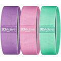 3DActive Fabric Resistance Bands for Legs & Butt. Wide Non-Slip Hip Band Set for Home & Gym Workouts. Exercise Guide & Carry Bag Included. - color: Purple, Pink, Green