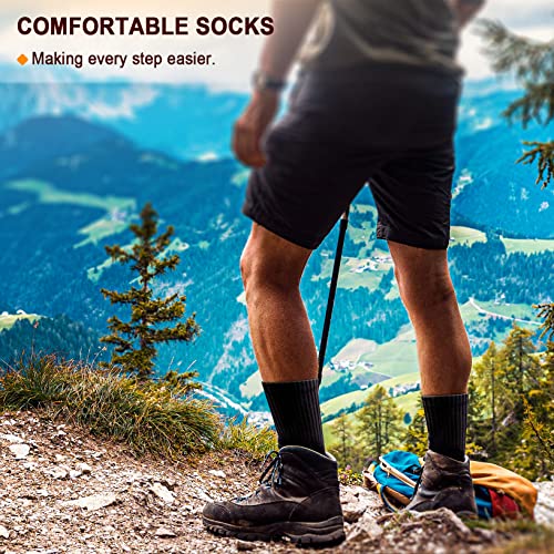 BULLIANT Men 6-Pack Athletic Compression Crew Socks for Running Gym Sports - color: Black 3737, size: 11-13