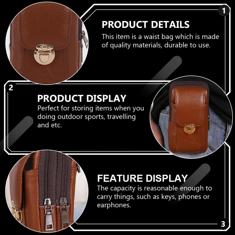 BESTYASH Waist Bag for Men, Waterproof Cowhide Phone Fanny Pack