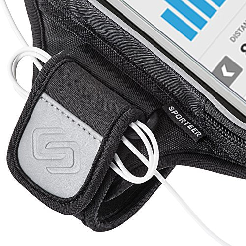 Sporteer Entropy E8 Padded Running Armband Phone Holder, Fits Cases, M/L - size: M/L Reflective Black Straps