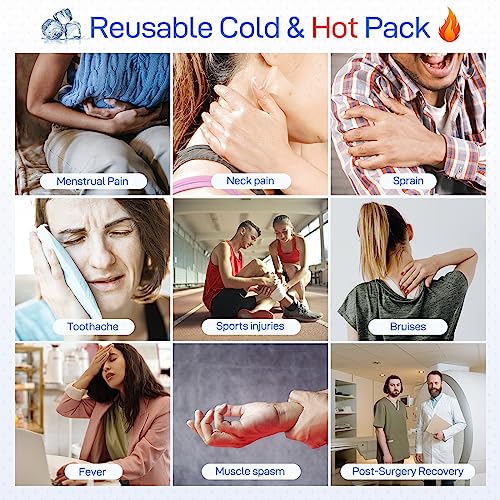 Ice Pack for Injuries Reusable, Ice Bag for Injuries Hot Water Bag for Hot & Cold Therapy, No-Leak Ice Bag with Elastic Breathable Support Wrap, 3 Sizes 6/9/11" - size: 6/9/11 Inch