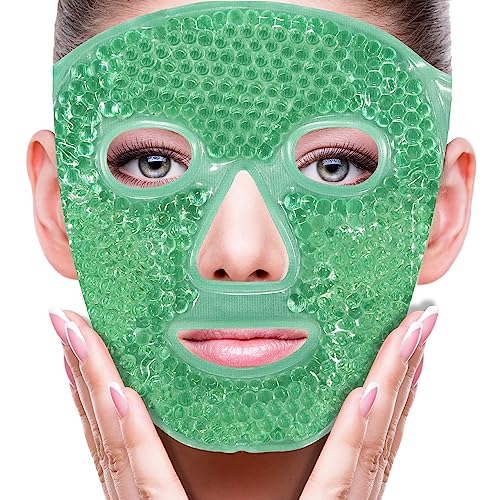 ZNÖCUETÖD Face Ice Mask Facial Ice Packs Gel Hot Cold Compress for Women - color: Green