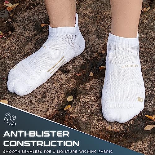 Rahhint Running Ankle socks Coolmax Moisture Wicking & Breathable Cushioned - color: White, size: Medium