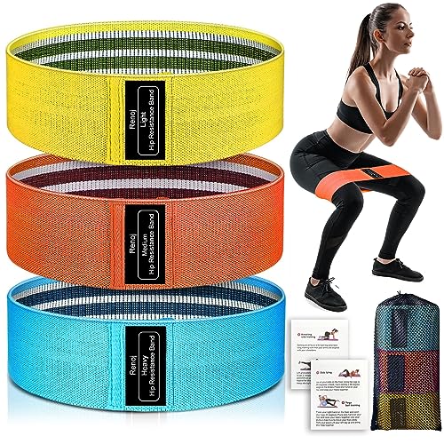 Fabric Resistance Bands for Working Out, 3-Set Exercise Loops for Home Gym - color: Blue