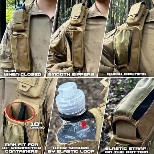 WYNEX Molle Backpack Shoulder Strap Pouches of Water Bottle Pouch Version - color: Khaki