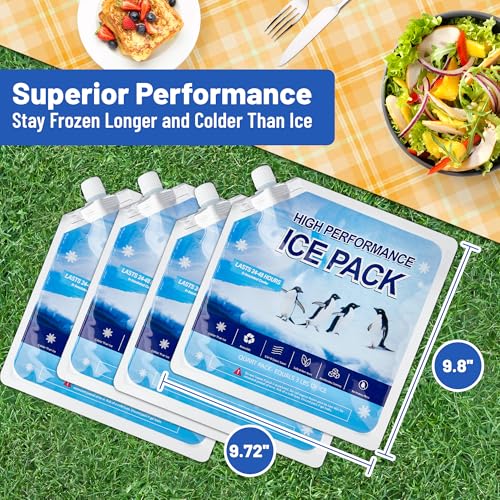 Reusable Ice Packs for Cooler, Freezer Ice Packs for Lunch Boxes, Cooler Ice Packs for Camping Gear, Fishing - size: Large