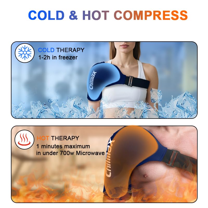 Shoulder Ice Pack Wrap for Rotator Cuff Cold Therapy Brace - color: Large Blue