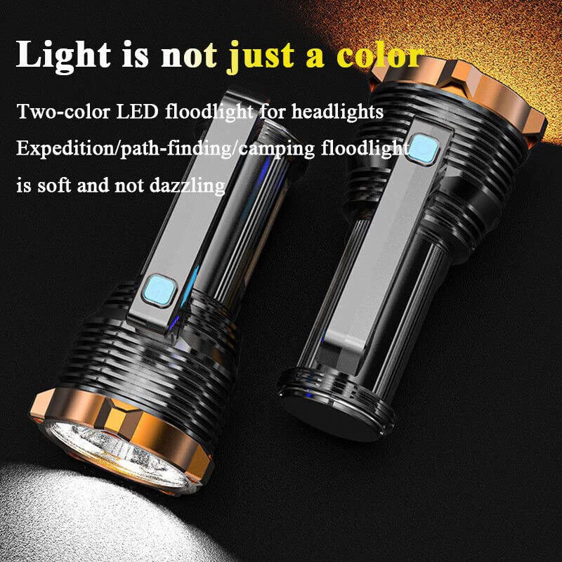 Wrrozz LED Flashlight USB Rechargeable, 8 Modes with Side Light & Hooks - size: C