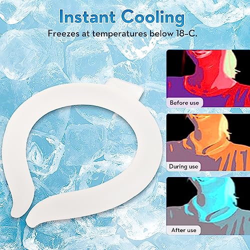 2 Pack Neck Cooling Tube with Insulated Cooling Bag, Reusable PCM Ice Ring - color: White*2