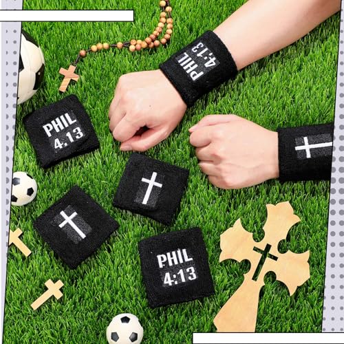 Misdary 6 Pair Cross Wristband Baseball Drip Football Accessory - color: Black
