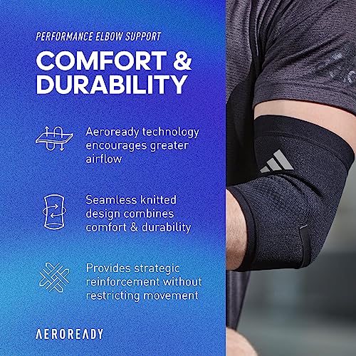 adidas Performance Climacool Elbow Support Sleeve - Elbow Support for Training, Competitions, and General Fitness - Ergonomic Design, Silicone Grip, Breathable Seamless Design - Black, Medium - size: Medium, style: adidas Performance Climacool Elbow Suppo