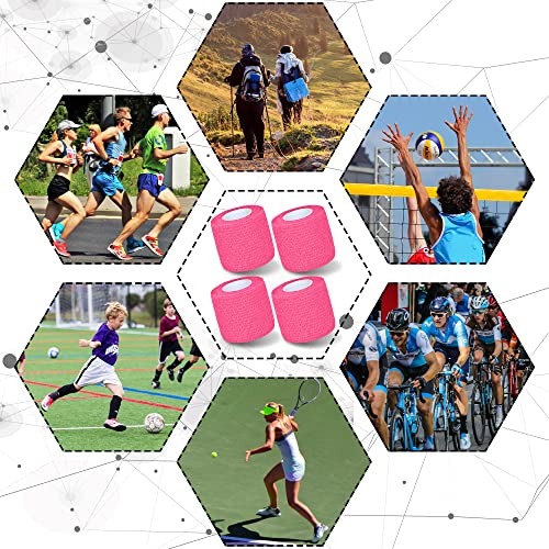 8 Pack 2 in x 5 Yards Cohesive Wrap Self Adhesive Bandage Wrap Elastic Self Adherent Bandage Self Stick Vet Tape for Athletic, Wrist, Ankle, Knees, Pets (Pink) - color: Pink, size: 2 Inch