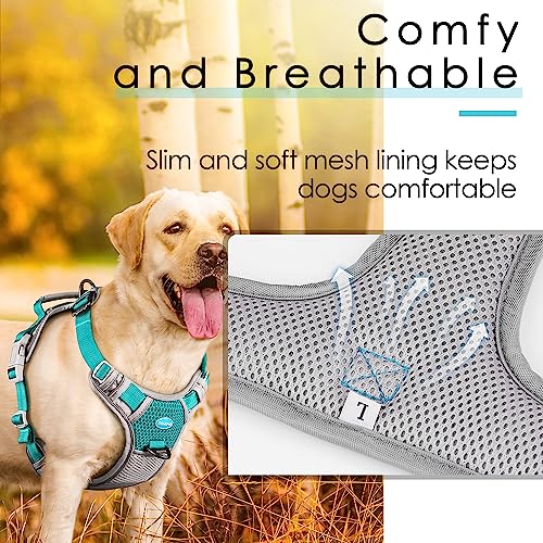 ThinkPet No Pull Harness for Small Medium Large Dogs, Reflective Padded Vest with Handle, Adjustable Star Style - color: Bright Teal, size: XL(Chest:24"-33")