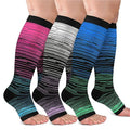 CTHH Toeless Compression Socks for Women & Men Open Toe Knee High Stocking - color: Red/Navy Blue/Grey, size: Small-Medium