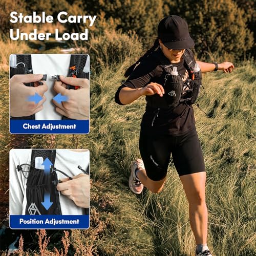 Haimont 10L Trail Running Hydration Vest with Soft Flasks - color: Black, size: Large