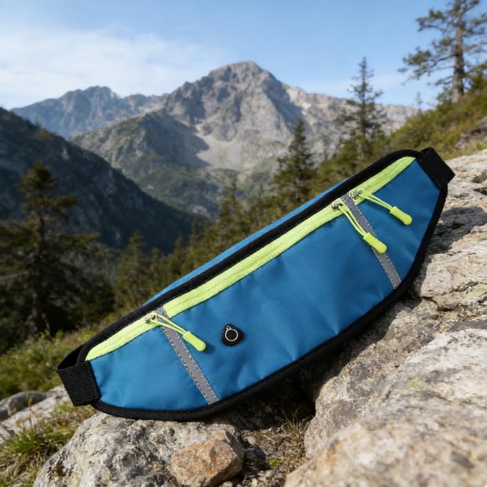 Sports Waist Pack with Water Bottle Holder – Reflective Running Belt with Multi Pocket Storage for Cycling and Exercise (Blue) - color: Blue