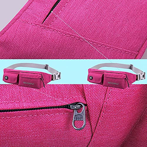 WATERFLY Small Fanny Pack for Women Men, Crossbody Travel Waist Bag - color: Rose Red
