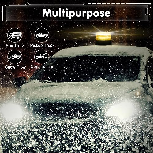 LE228 (Mini) — Amber LED USB Rechargeable Strobe Beacon | Selectable Rotation & Flash Modes | Strong Magnetic Base for Car • Truck • Emergency • Construction | Energy Class A++ - color: Amber