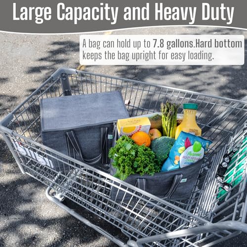 VENO 2 Pack Insulated Grocery Bags, Collapsible Cooler, Hard Bottom, Gray - color: Gray, size: 15.7"W x 12.6"H x 8.7"D - 2 Pack