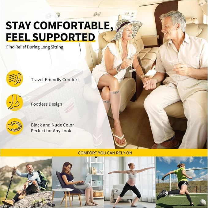 CAMBIVO Calf Compression Sleeves 20-30mmHg – Footless for Women & Men - color: Pure Nude, size: X-Large